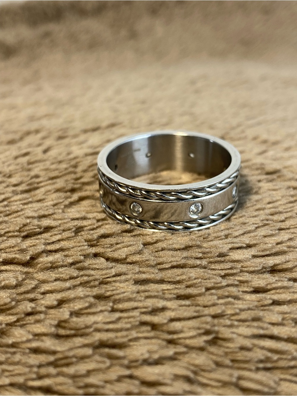 Inox Jewelry Mens accented with CZ Ring Cubic Zirconias size 11 1/2
